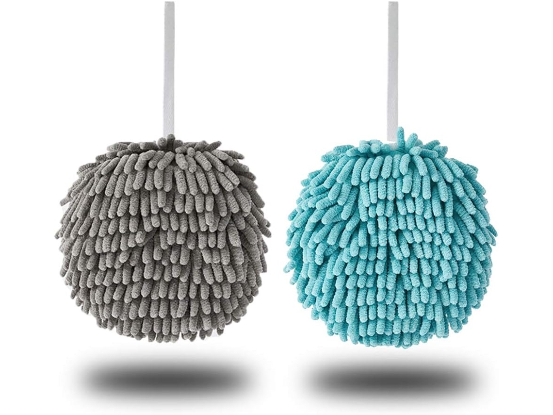 Toalhas de Banho para Pendurar, Pacote com 2 Unidades, Azul e Cinza, Cor Sólida, em Chenille F AQUAFORGE