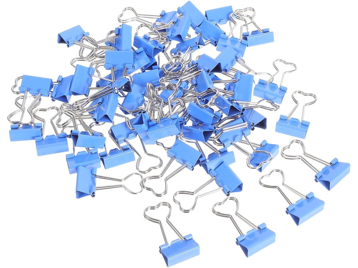 Conjunto de 60 mini clipes de metal em formato de coração com cabo, clipes de papel e porta-clips para carteira escolar, Na