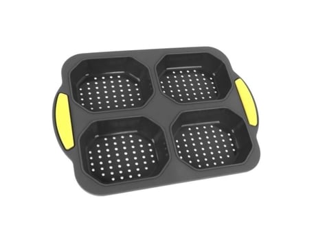 Minifinker Forma de Pão de Silicone, 4 Grades Antiaderentes, Lavável na Máquina de Lavar Louça