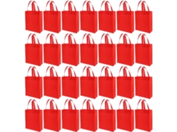 Nuobesty Pacote Com 30 Sacolas De Tecido Não Tecido Vermelhas 25 X 30 X 10 Cm Leves E Resistentes Com Alças