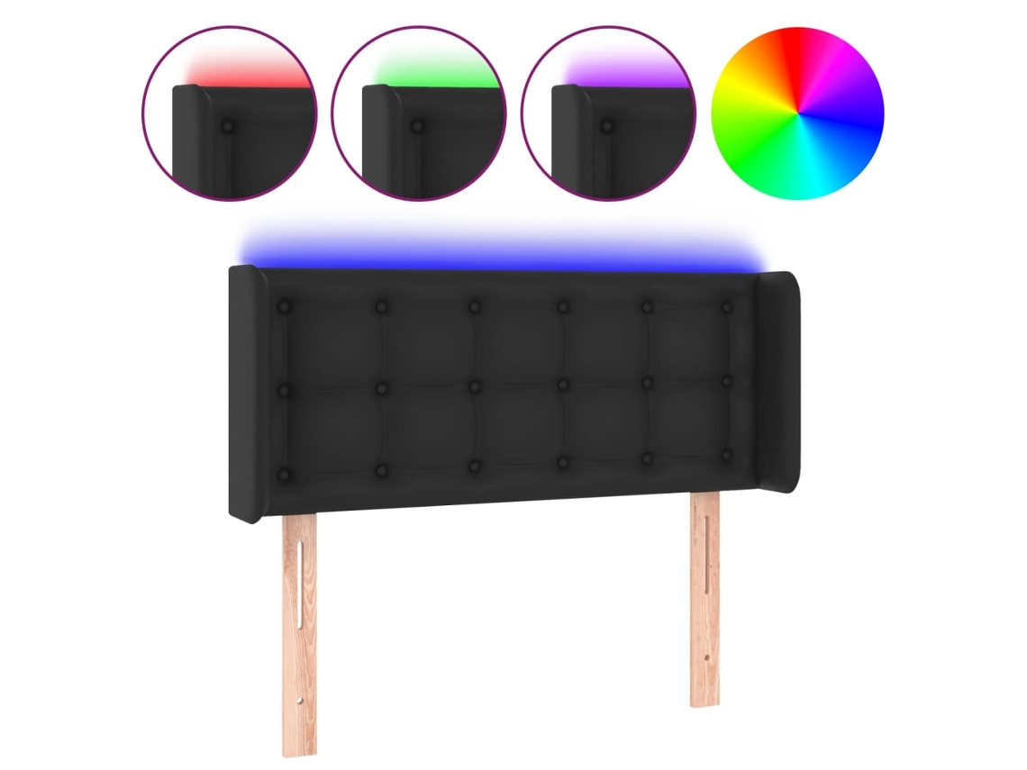Led Headboard, Led Headboards Vidaxl Preto Couro Artificial (93 X 16 X 78/88 Cm)