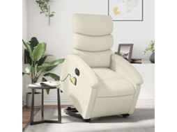 Vidaxl Poltrona Reclinável Elevatória Elétrica Couro Artificial Creme
