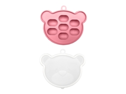 Brinquedo De Silicone Para Bebês Que Está Começando A Comer Alimentosmolde De Comida Para Bebê Em Formato De Urso Rosa Escuro