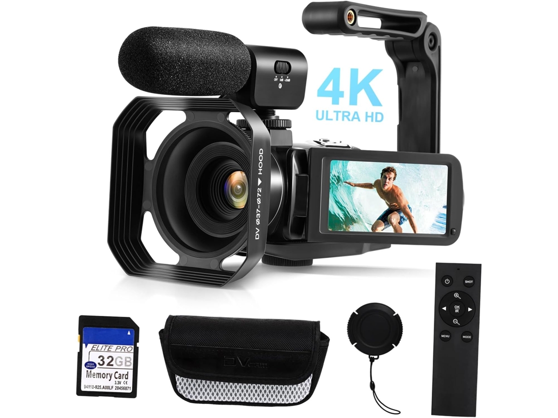 Câmera De Vídeo Digital Com Tela Sensível Ao Toque De 4 Polegadas, Tela Lcd E Cartão De Memória De 32 Gb.