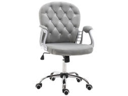 Cadeira Escritório Veludo Cinza 59,5x60,5x95 105cm Giratória Altura Regulável Decoração Cristais ZIWEI STORE