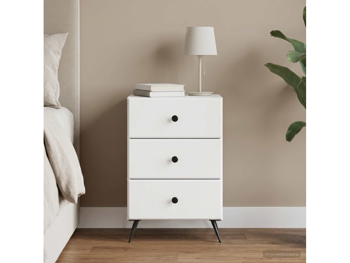Vidaxl Armário De Cabeceira Com Gaveta Branco 43 X 41 X 66,5 Cm