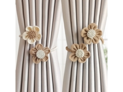 Conjunto De 2 Cortinas De Corda Feitas À Mão Para Decoração De Escritório E Casa Com Estampa Floral