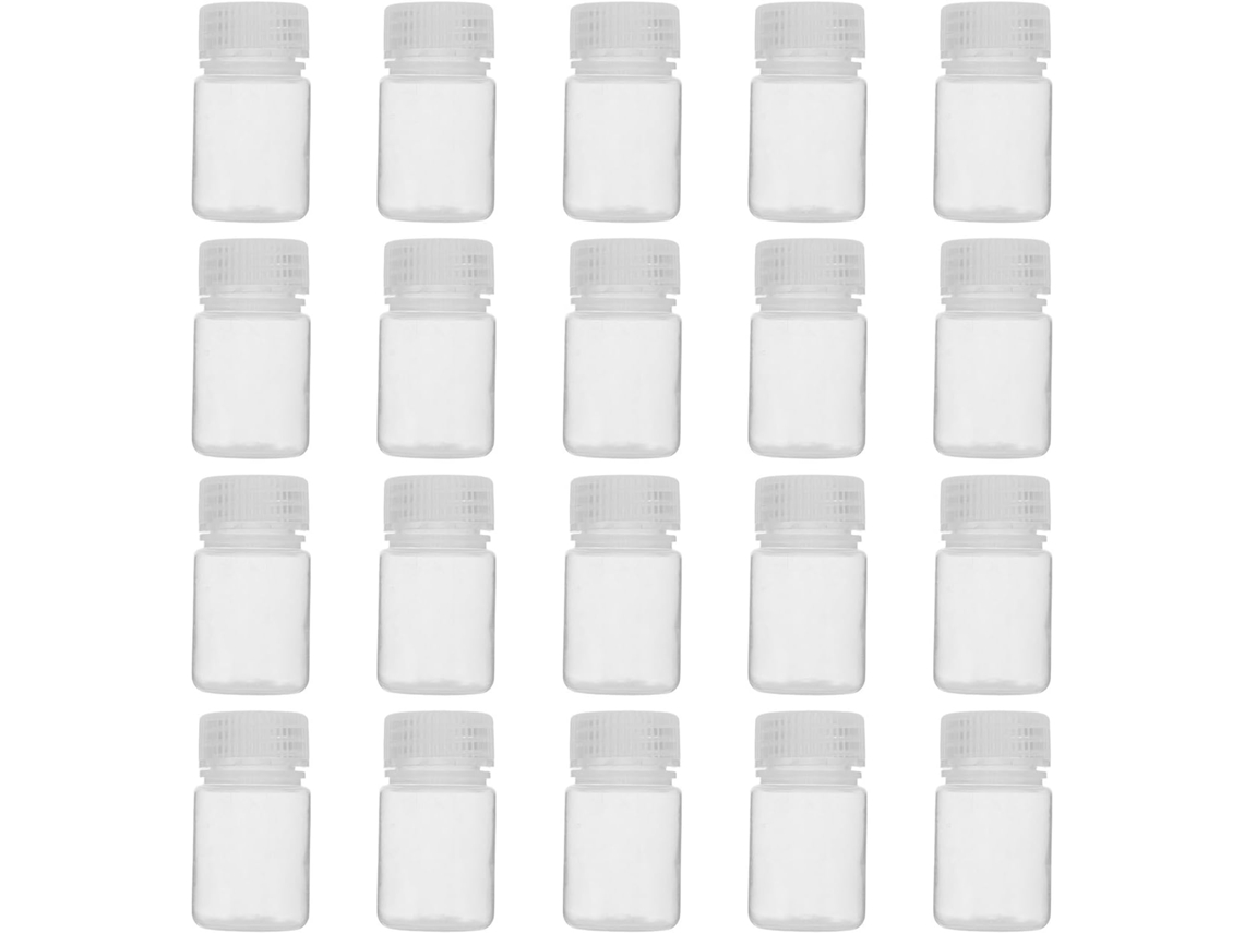 Pacote Com 20 Frascos De Boca Larga Para Reagentes De Laboratório, Pequenos.