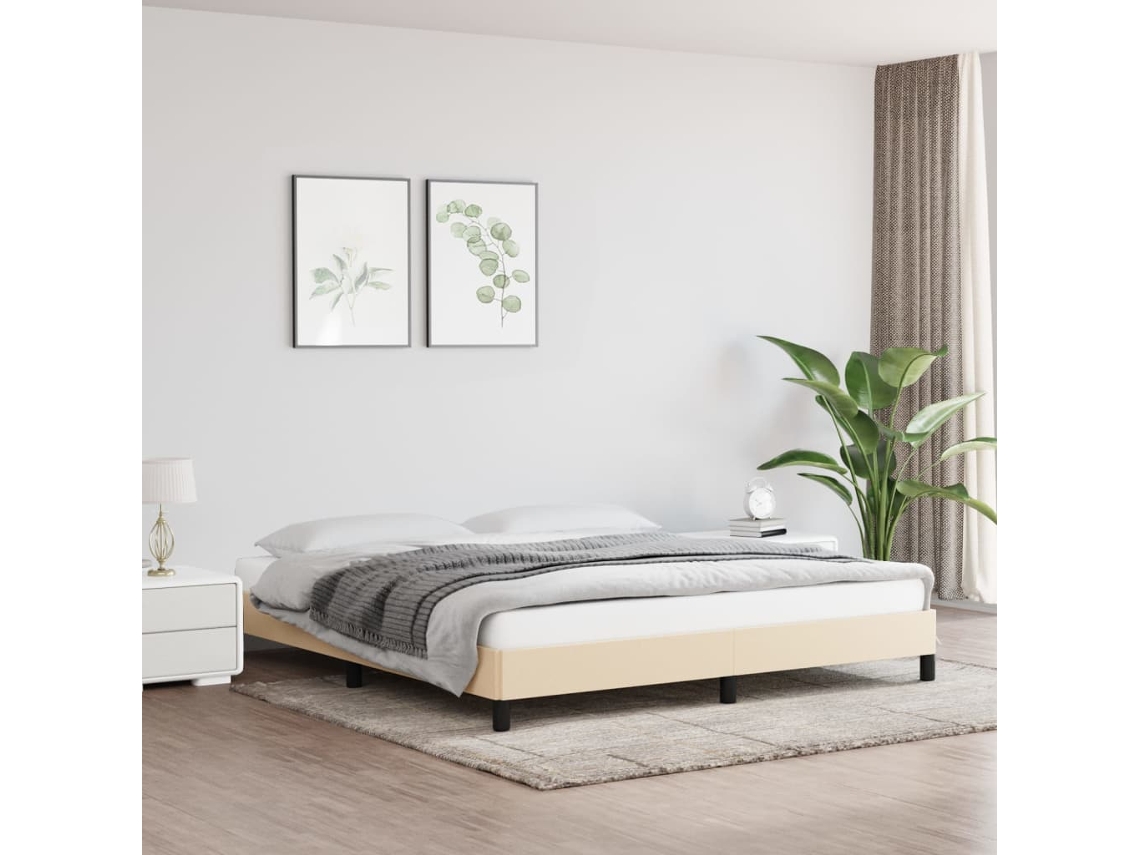 Vidaxl Estrutura De Cama Sem Colchão 180x200 Cm Tecido Cor Creme