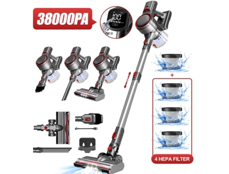 Aspirador de pó vertical Adormii 38000pa 500 W com display LED integrado (30 V, autonomia de 50 minutos, 1300 ml)