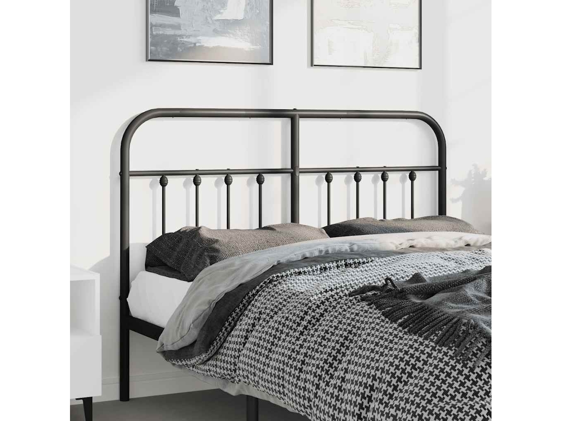 Vidaxl Cabeceira De Substituição 135 Cm Metal Preto