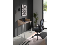 Cadeira de Estudo HISPANOHOGAR Leah Tecido e Rede Cinzento e Preto com Rodas 97-107X66X61 Cm