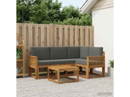 Vidaxl Conjunto De Sofás Para Exterior 5 Unid. Natural E Antracite