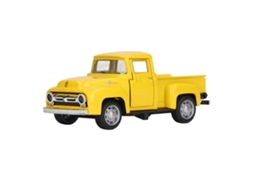 Mali modelo de Caminhonete Pickup Vintage Clássico de Liga com Rodas de Atrito e Portas Abertas Amarelo
