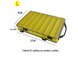 (amarelo G) Caixa De Pesca Com 14 Compartimentos, Caixa De Armazenamento De Iscas E Anzóis De Dupla Face,