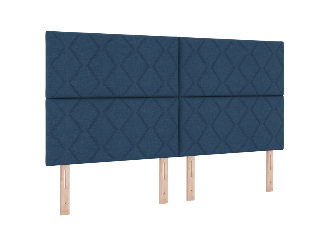 Cama Box  Com Colchão - Azul - Vidaxl - Tecido (180x200 Cm)
