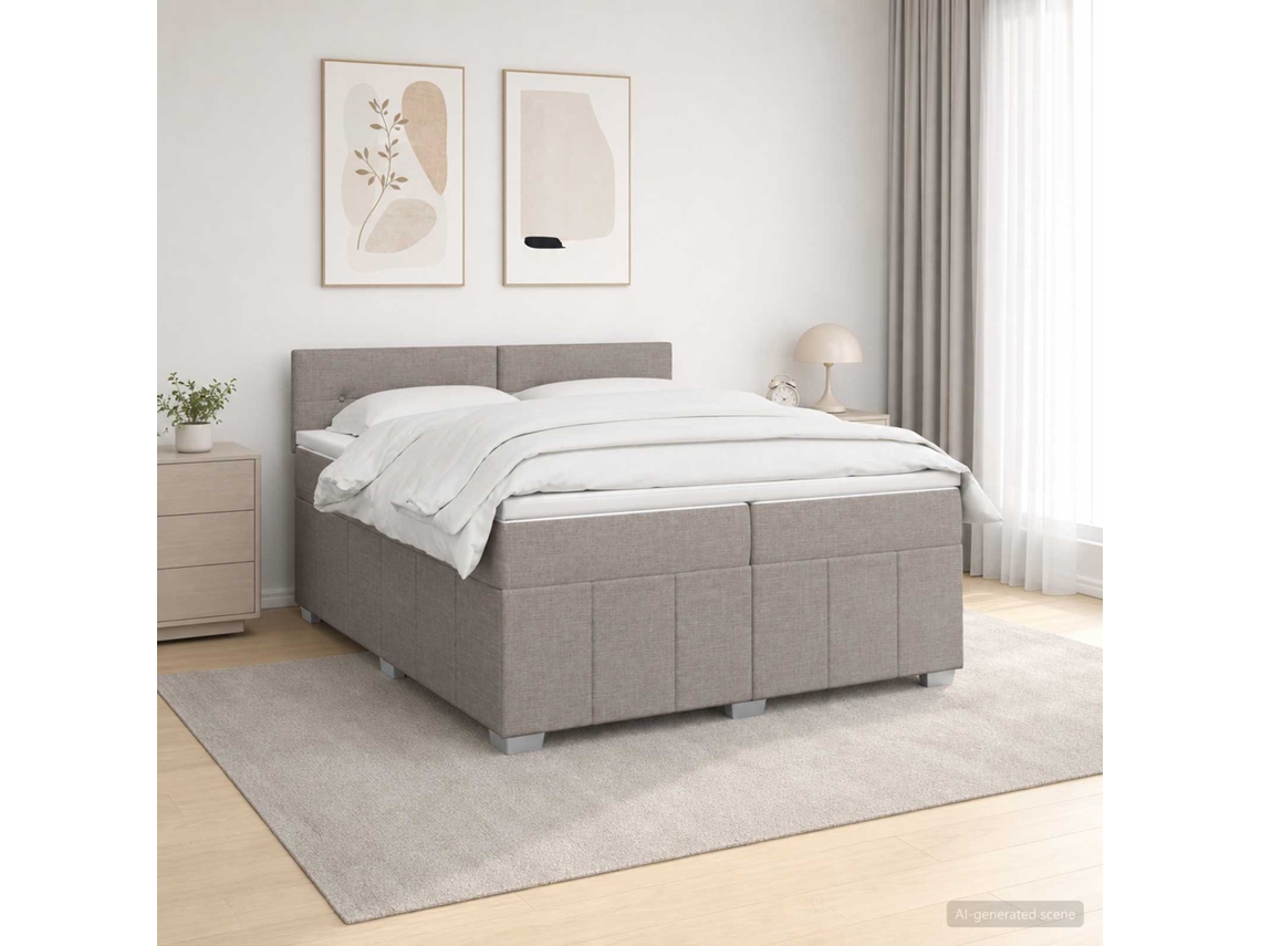 Vidaxl Cama Box Spring Com Colchão Cinzento-acastanhado 200 X 200 Cm
