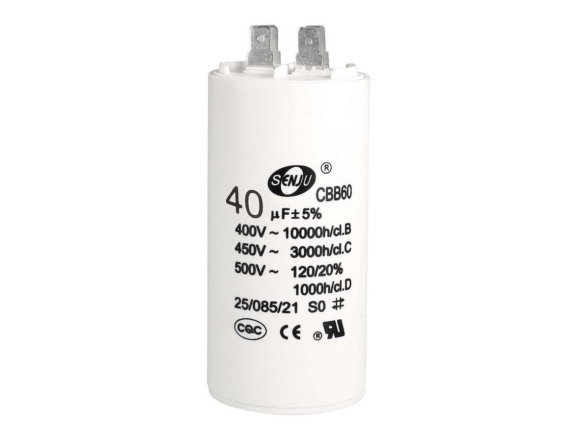 2026 capacitor de Funcionamento Cbb60 40uf 450v Ac 50/60hz para Compressor Bomba de Água Motor 94x45mm Branco
