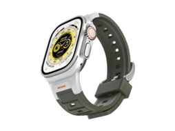 Bracelete para Apple Watch 46/49/45/44mm Silicone Colorida com Junta Metálica Pioneer Verde Floresta XIAOMOYU