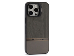 Suporte Casa Para Iphone 15 Pro Pele Sintética Cinzento