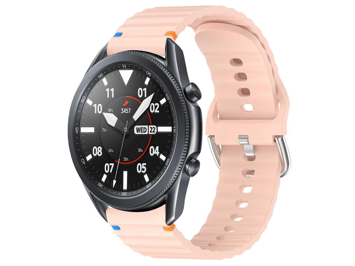 Pulseira De Silicone De 22 Mm Com Textura Ondulada E Costura Para Samsung Galaxy Watch 3 De 45 Mm.