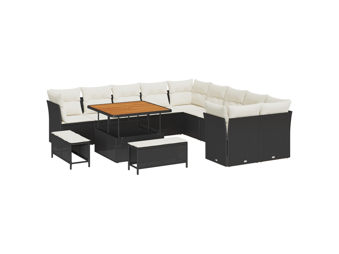 Conjunto 13 Conjunto De Sofá De Jardim Vidaxl Preto Vime Pe (100 X 100 X 71 Cm)