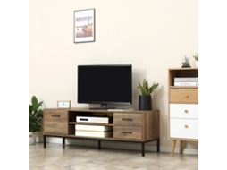 Suporte De Tv Até 50 Polegadas Com 2 Gavetas E Prateleira 132x39x45,5cm Marrom E Preto