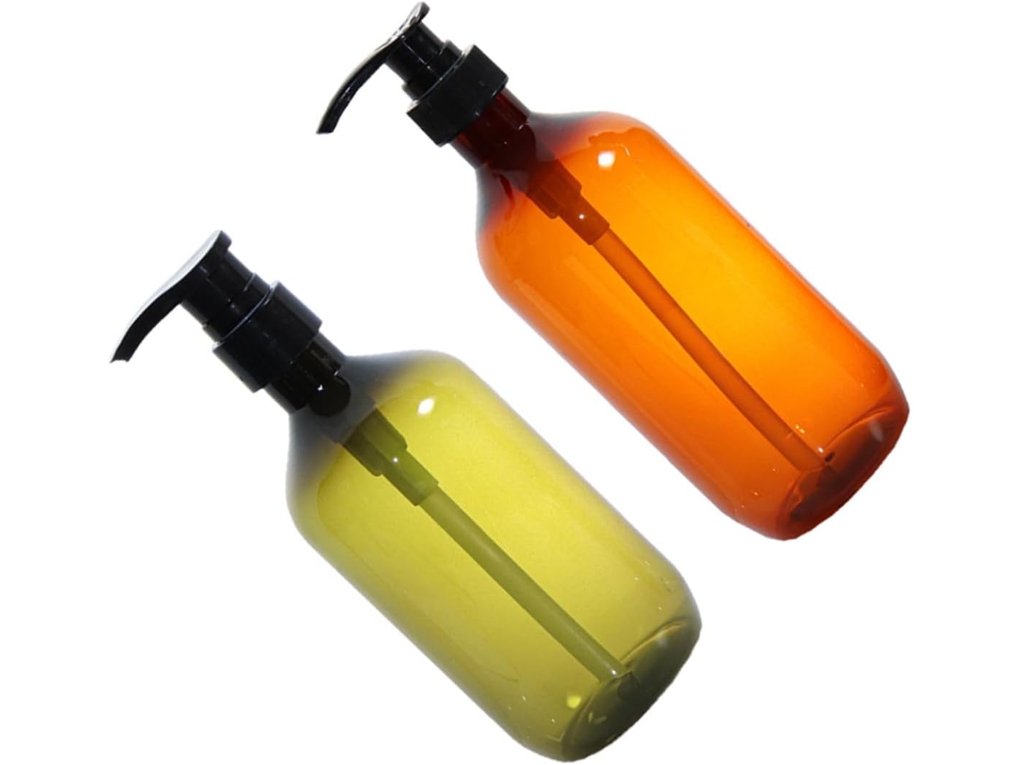 Conjunto De 2 Frascos Dispensadores Recarregáveis Em Pet Para Shampoo E Líquidos Com Bomba Dosadora.
