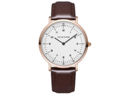 Reloj Pulsera De Cuarzo Con Correa De Cuero Pu Moda Hombres Resistente Al Agua (oro Rosa Marrón)