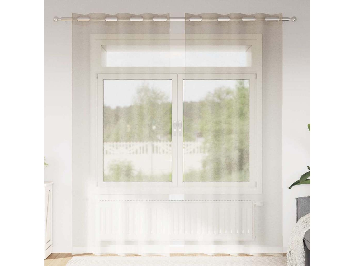 Vidaxl Cortina De Voile 2 Unid. Areia 260 X 140 Cm Poliéster