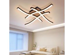 Led Plafon 24w Madeira 3000k Branco Quente Design Moderno Preto Metal Nettlife