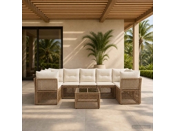 Vidaxl Conjunto De Sofá De Jardim 8 Unid. Bege Vime Pe