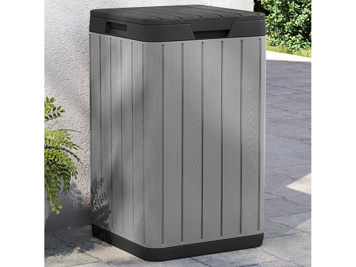 Vidaxl Caixote Do Lixo De Exterior 38x38x65 Cm Pp Cinzento
