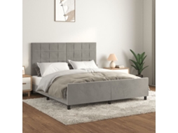 Estrutura De Cama Sem Colchão 160x200 Cm Veludo Cinzento-claro