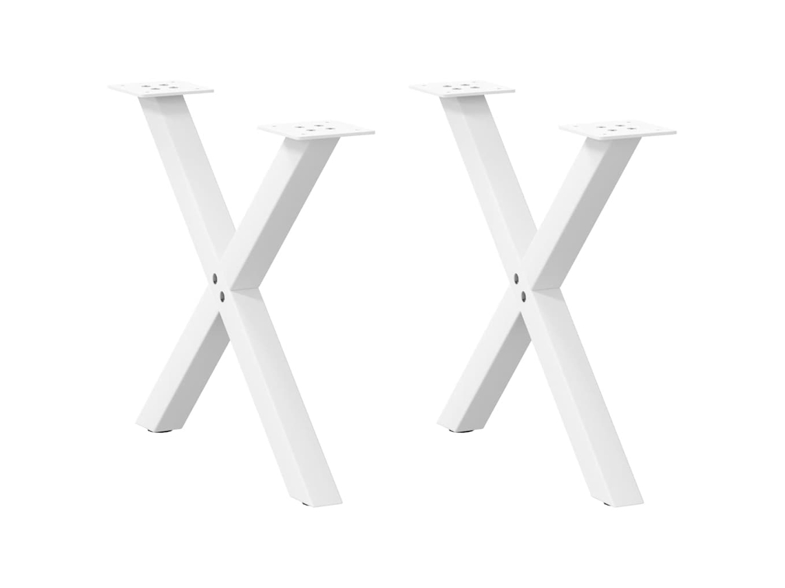 Vidaxl Pés Para Mesa De Centro Em Formato De X, 2 Peças, Branco, 50x (42-43) Cm, Aço