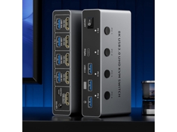 Switch KVM Grey-saaorjje 8k, 4 entradas, 1 saída, 8k/4k, HD2.1, USB 3.0, transmissão de alta velocidade