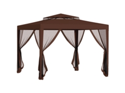 Tenda De Jardim, Redes Mosquiteiras Removíveis, Design De Telhado Duplo, Marrom