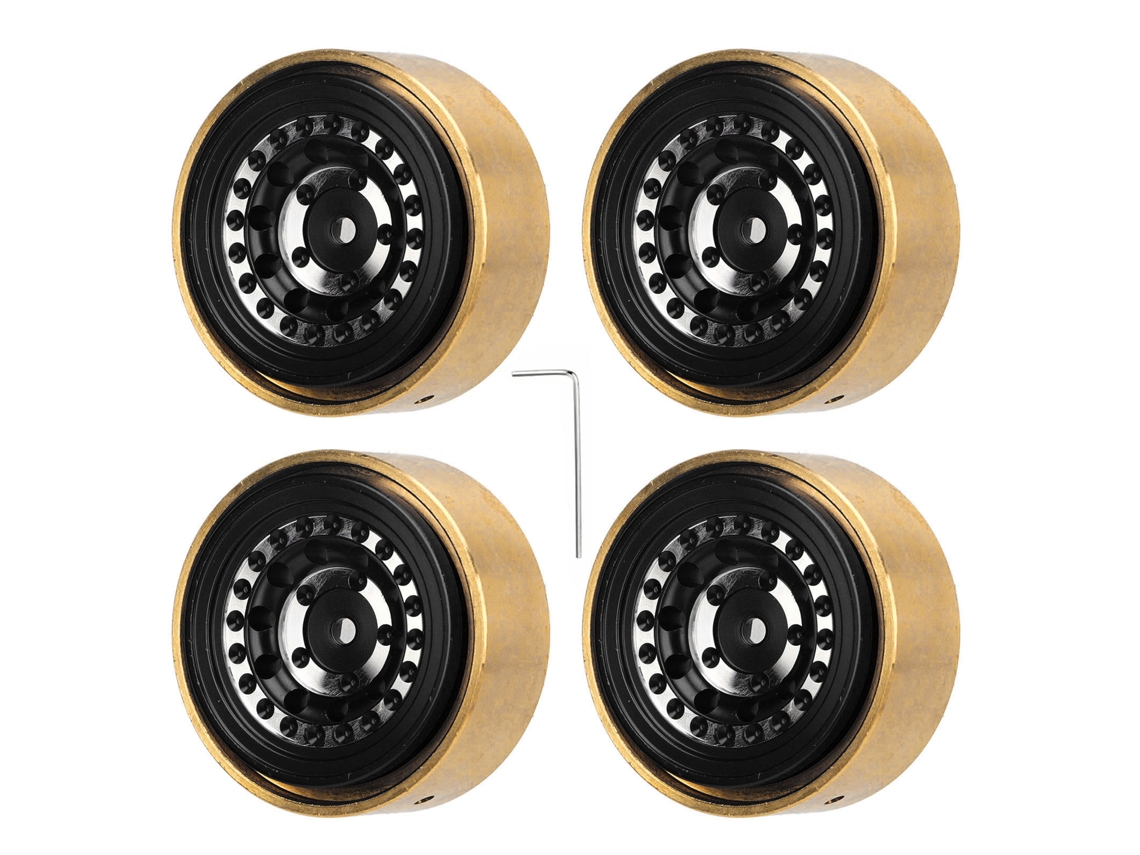 4pcs Roda Beadlock Rc De Liga De Alumínio E Latão Bloco De Peso Para Carro Rc Watchman Fms Fcx24 1/18 1/24 Preto