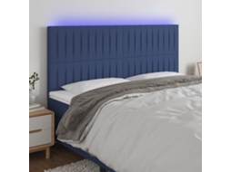Vidaxl Cabeceira De Cama C/ Luzes Led Tecido 200x5x118/128 Cm Azul