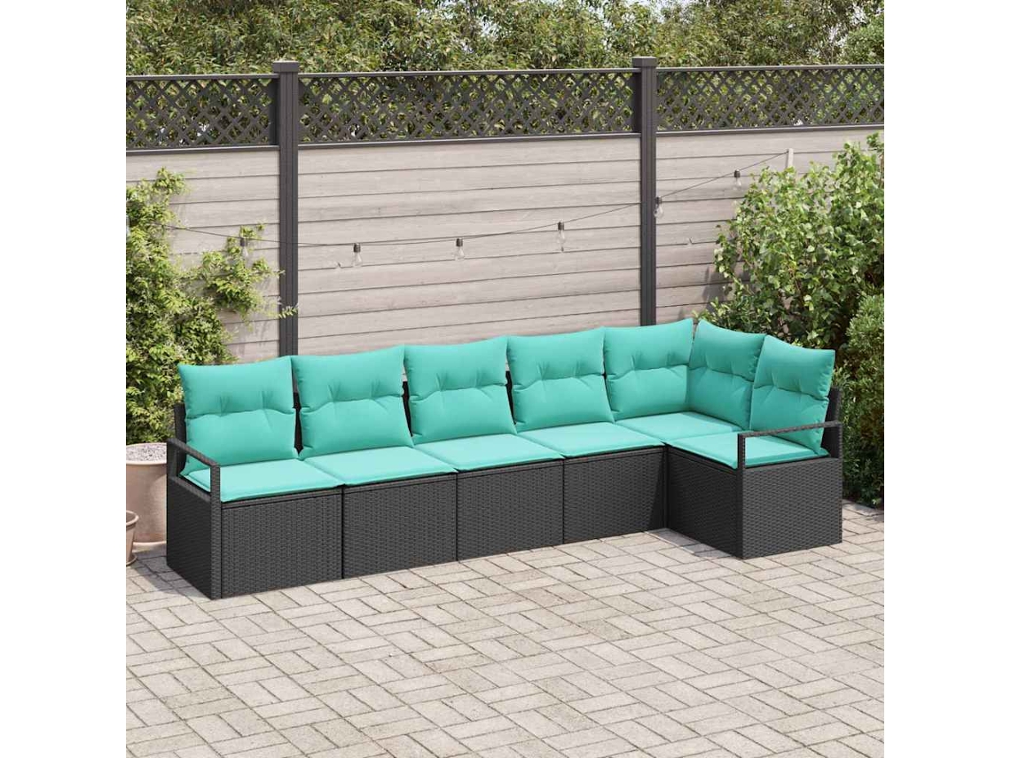Vidaxl Conjunto De Sofás Preto Vime Pe