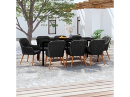 Vidaxl 9 Pcs Conjunto De Jantar Para Jardim Com Almofadões Preto
