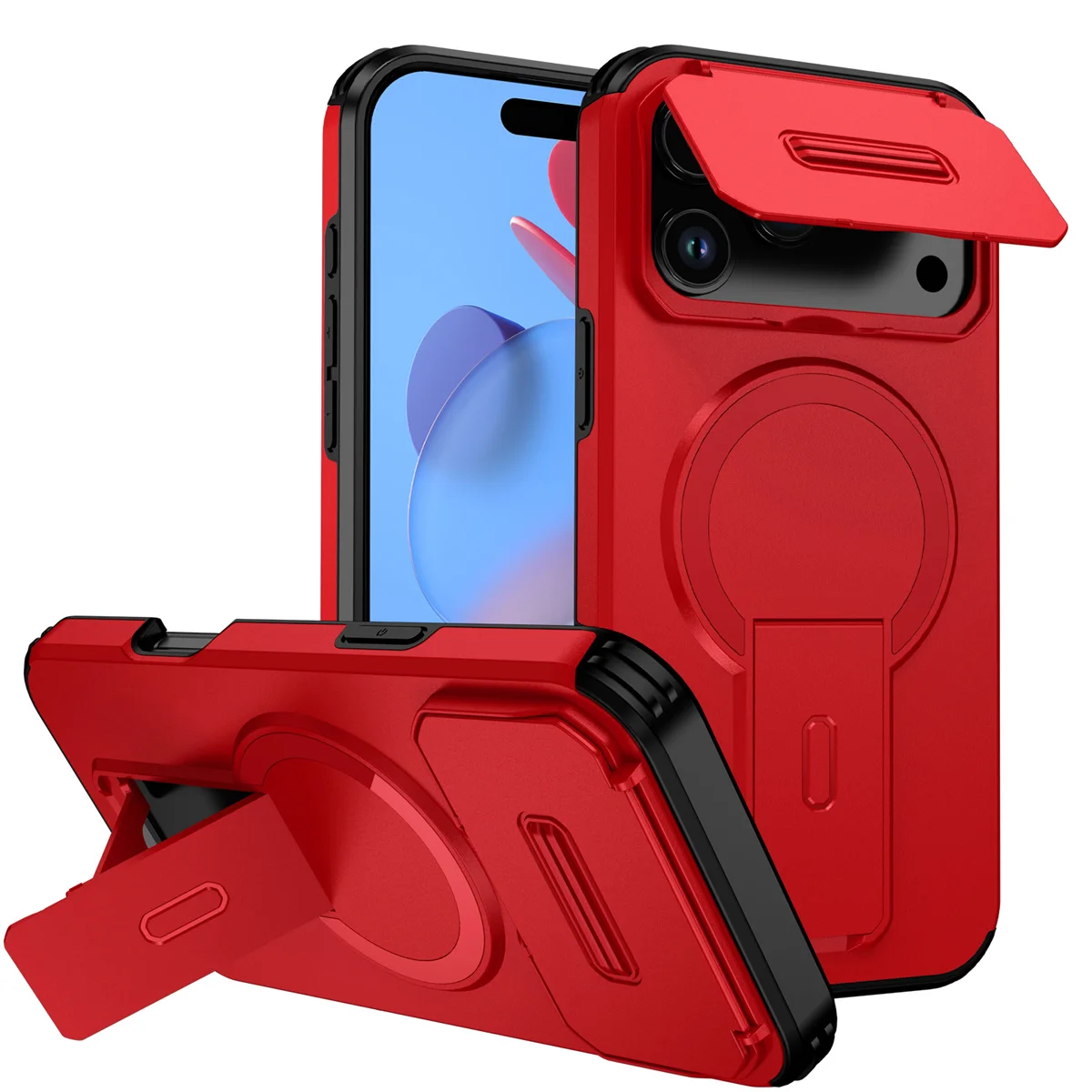 (vermelho 17) Capa Flip Resistente A Impactos Para Câmera Com Suporte Magnético