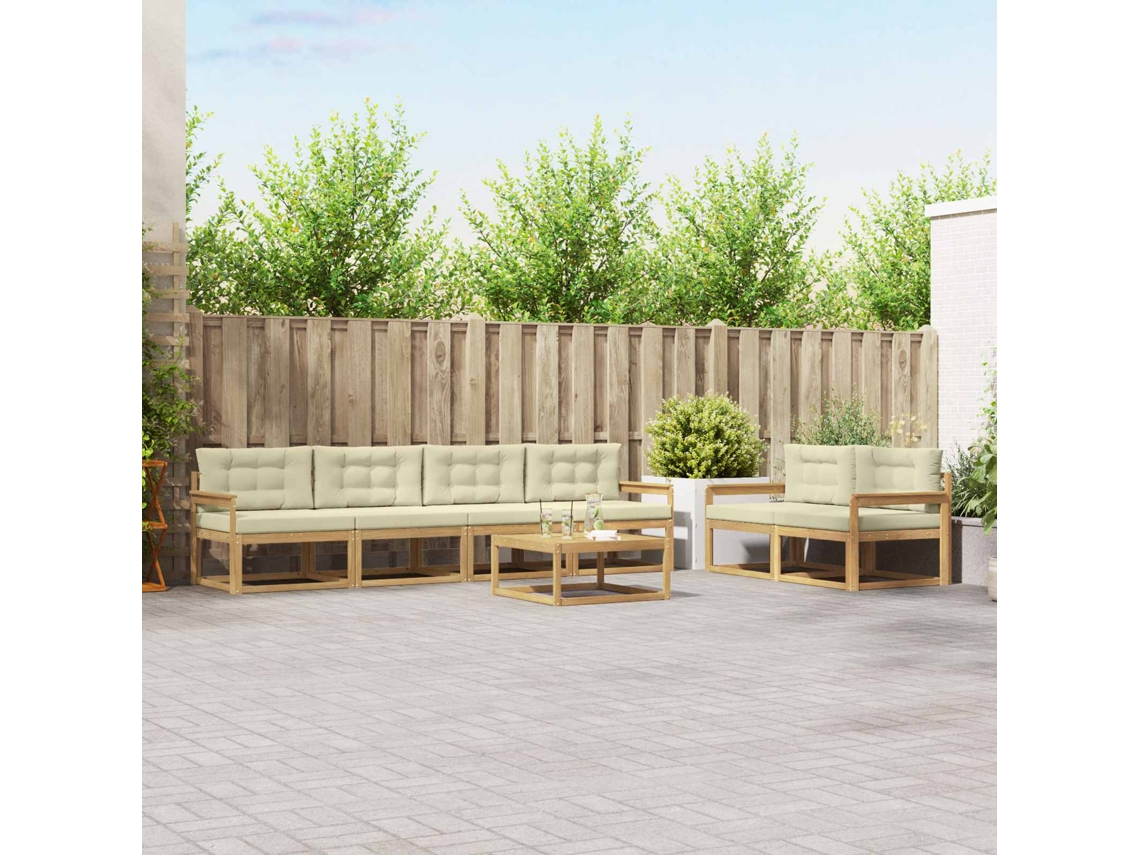 Vidaxl Conjunto De Sofás Para Exterior 6 Unid. Branco E Creme