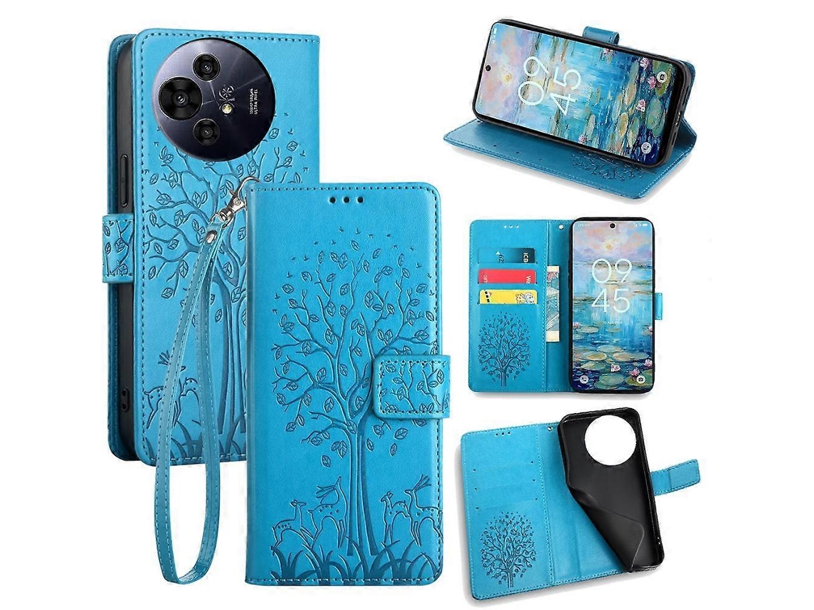 Capa De Celular De Couro Com Relevo De Árvore E Veado