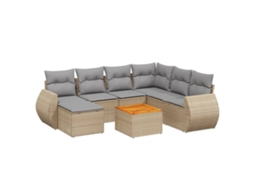 Conjunto de 8 Sofás para Jardim com Almofadões Vime Pe Bege MAISON EXCLUSIVE (8 pcs)
