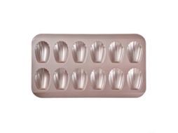 Forma De Aço Inoxidável Antiaderente Com 12 Cavidades Para Mini Bolos E Biscoitos, Dourada E Própria Para Forno.