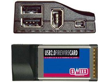 Placa PC Card Sweex 2 Portas USB 2.0 + 2 Portas Firewire