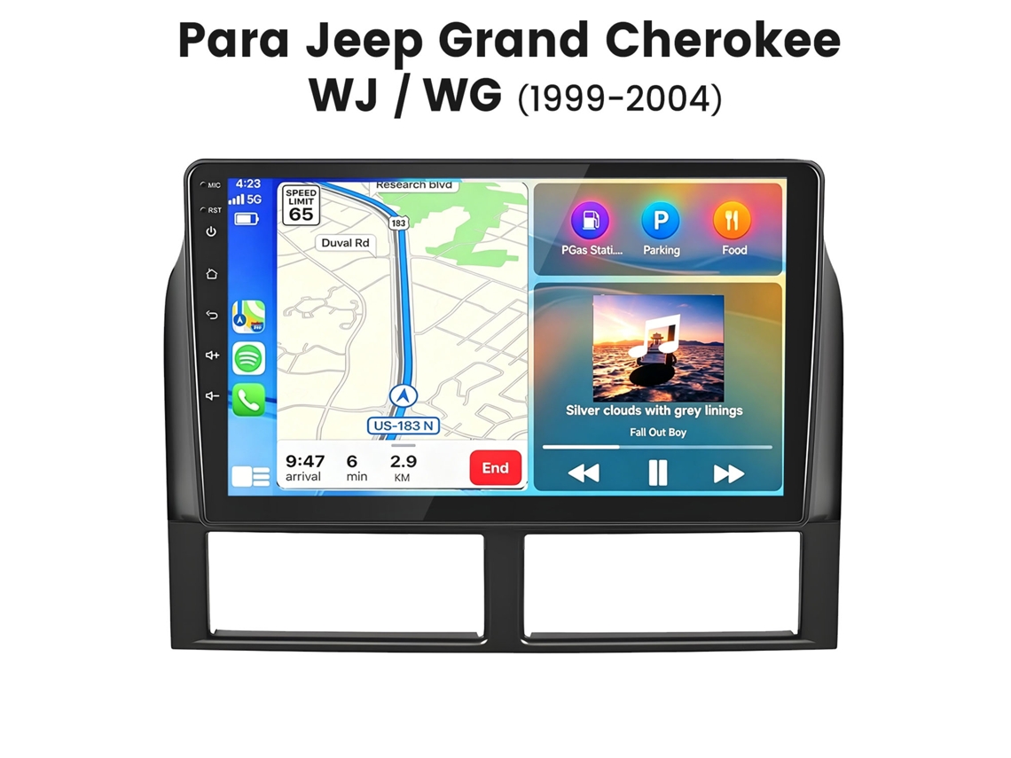 Rádio Carro 9 Polegadas Hexinex Com Carplay Android Auto Linux Bt Rds Para Jeep Grand Cherokee Wj/wg (1999-2004)
