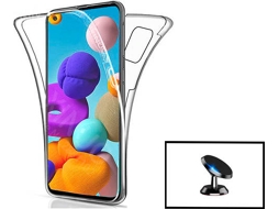 Kit Capa + Suporte Magnético Samsung Samsung Galaxy A12 G4M Transparente e Branco