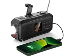 Rádio de Manivela AQUAFORGE, emergência, solar, portátil com bateria de 2000mah